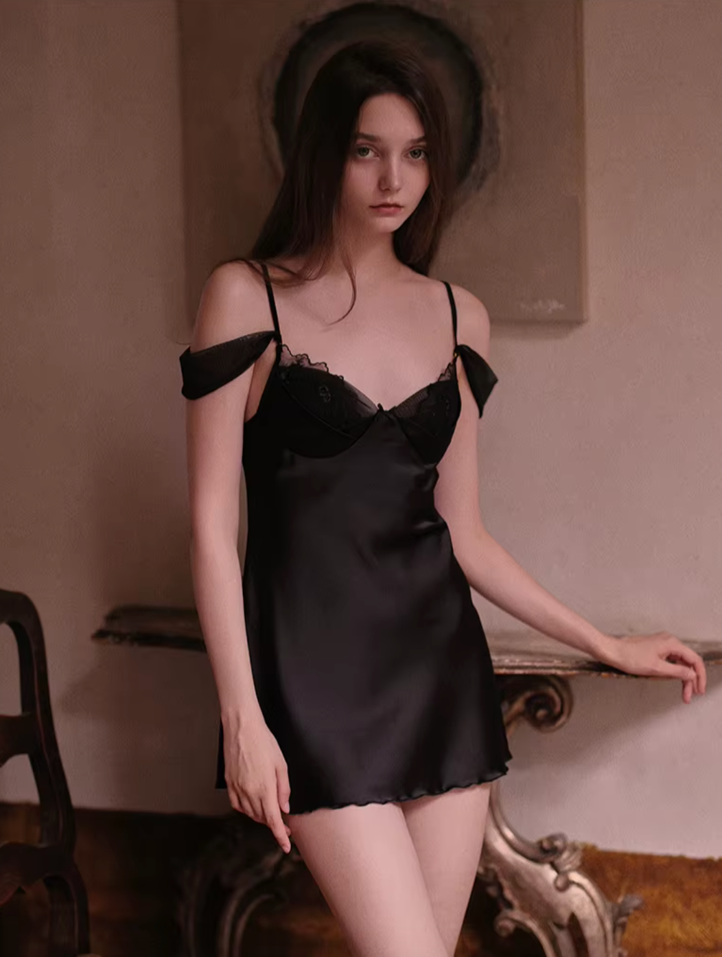 Off-Shoulder Sexy Sleepwear Vintage Pajamas
