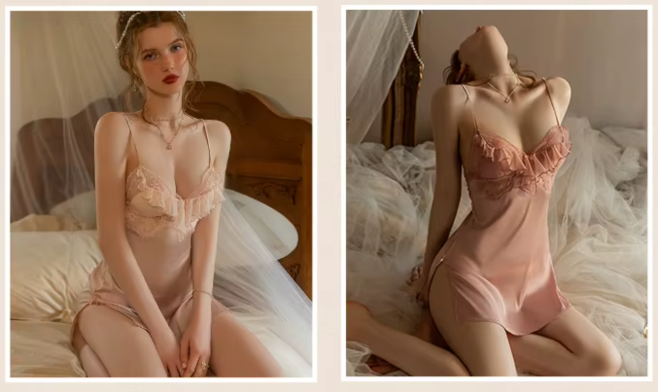 Lace Ruffles Sling Nightdress