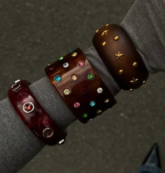 Retro Wood & Resin Cuff Bangles