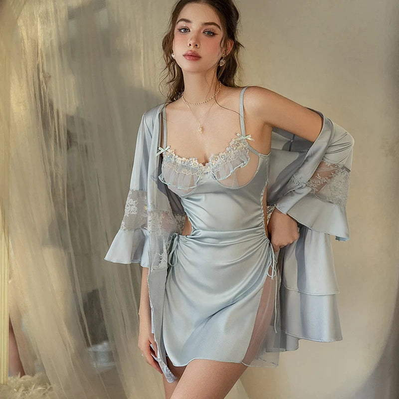 Blue Backless Nightdress
