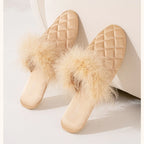 Feather Satin Home Slippers